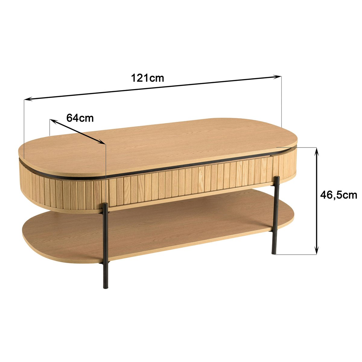 Table basse pin 2 plateaux bords arrondis ALMEIRA bois naturel, PIER IMPORT