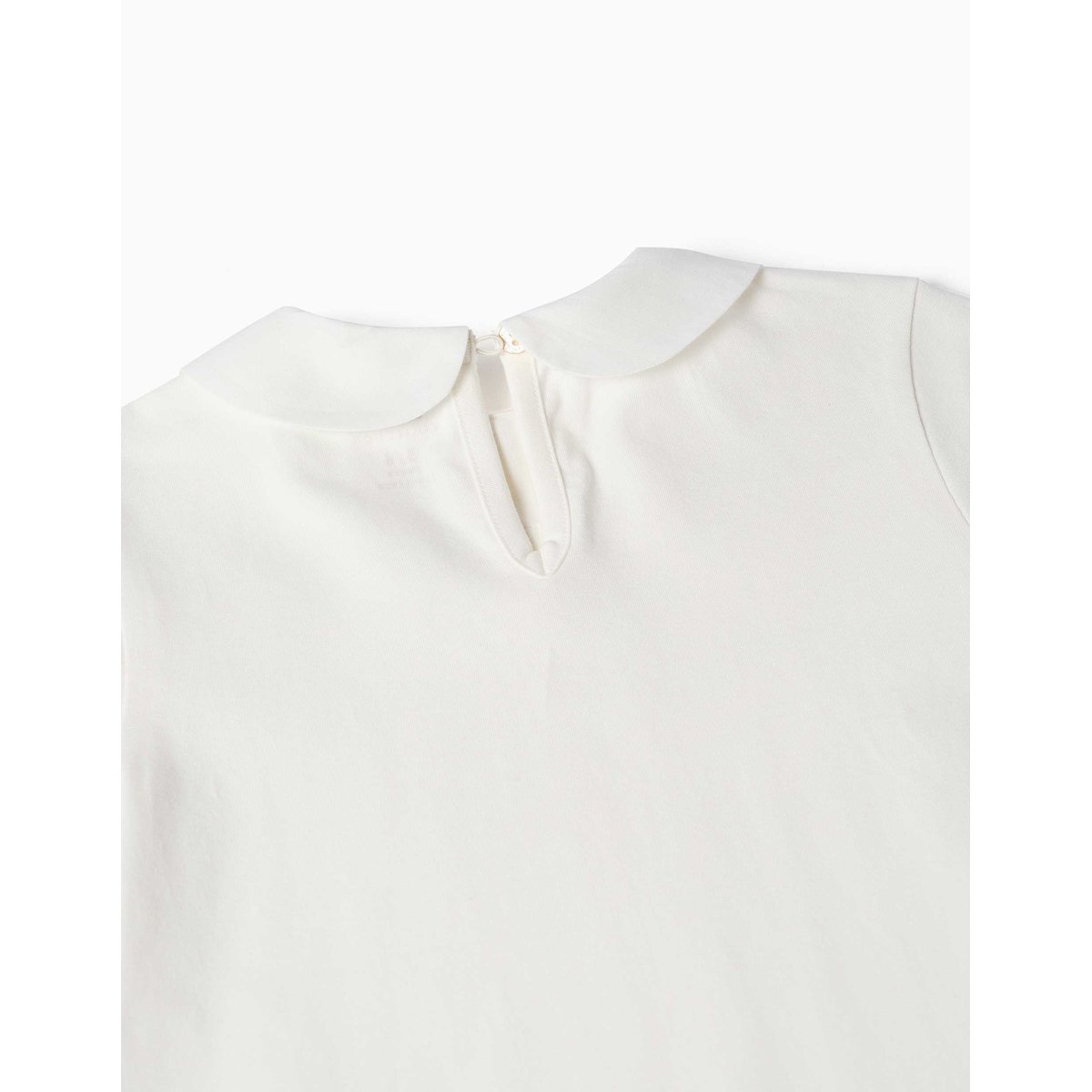 T-shirt en coton à manches longues avec plis sur le devant blanc, ZIPPY