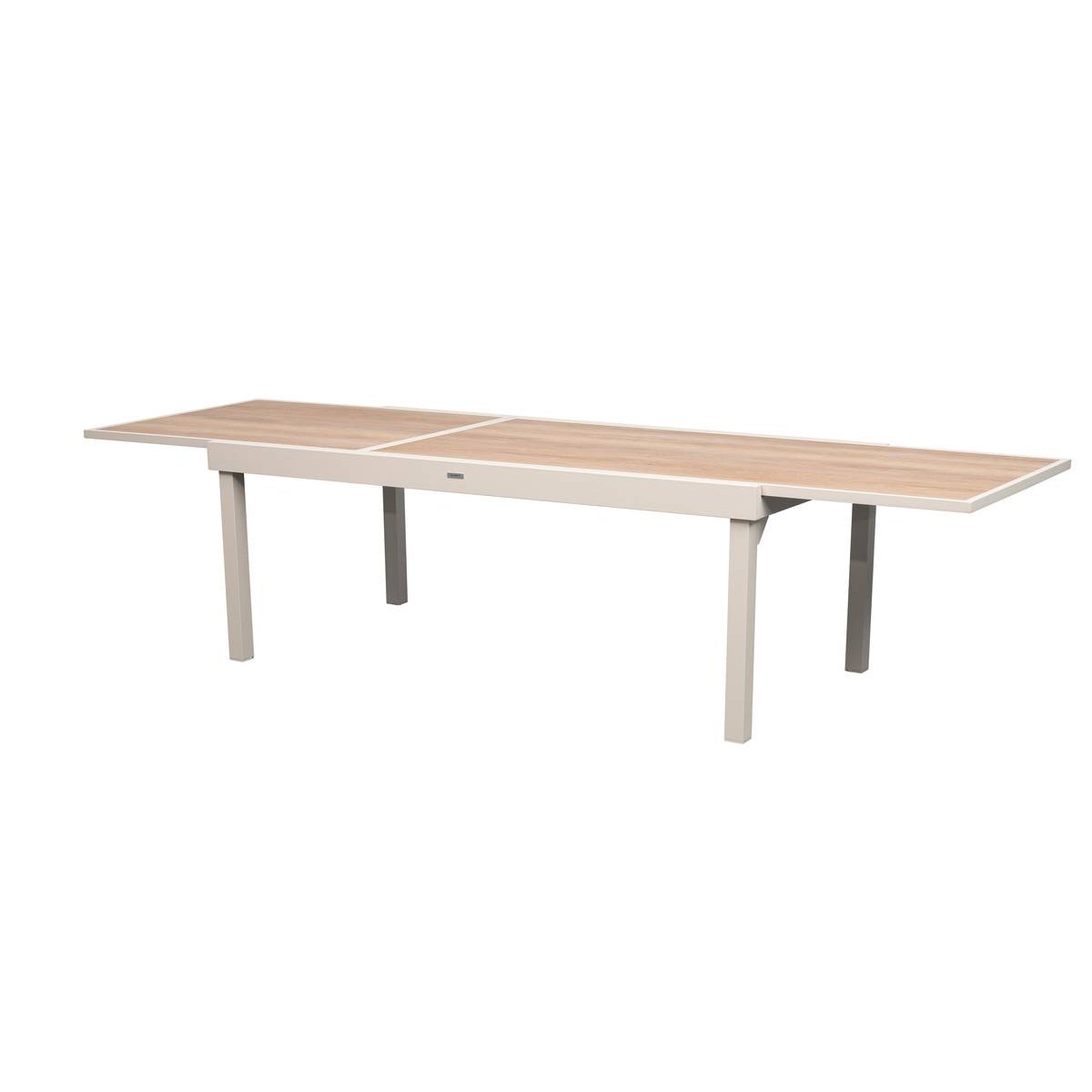Table de jardin extensible 12 places en aluminium et verre PIAZZA argile, HESPERIDE