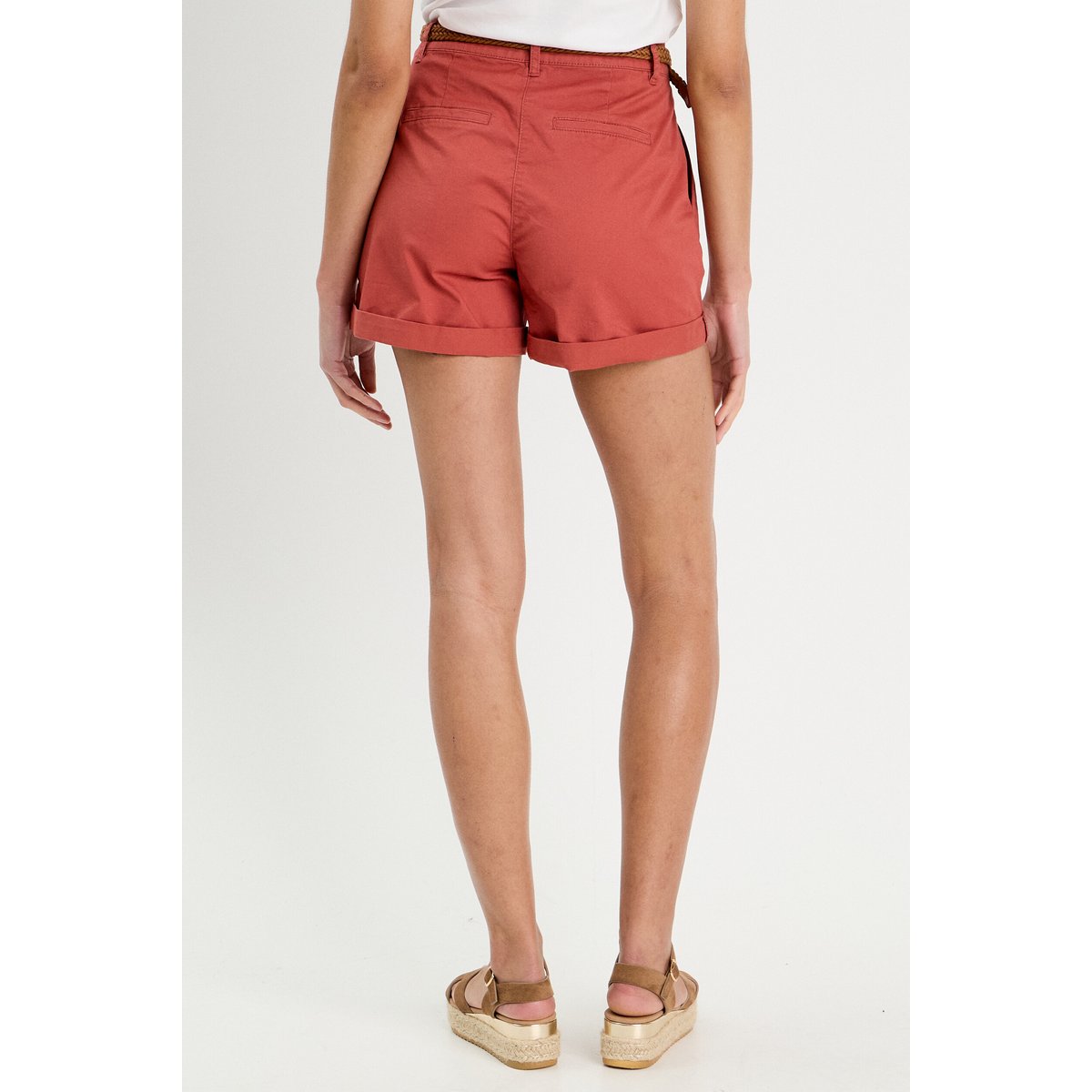 Short chino ceinturé vieux rose, CACHE CACHE