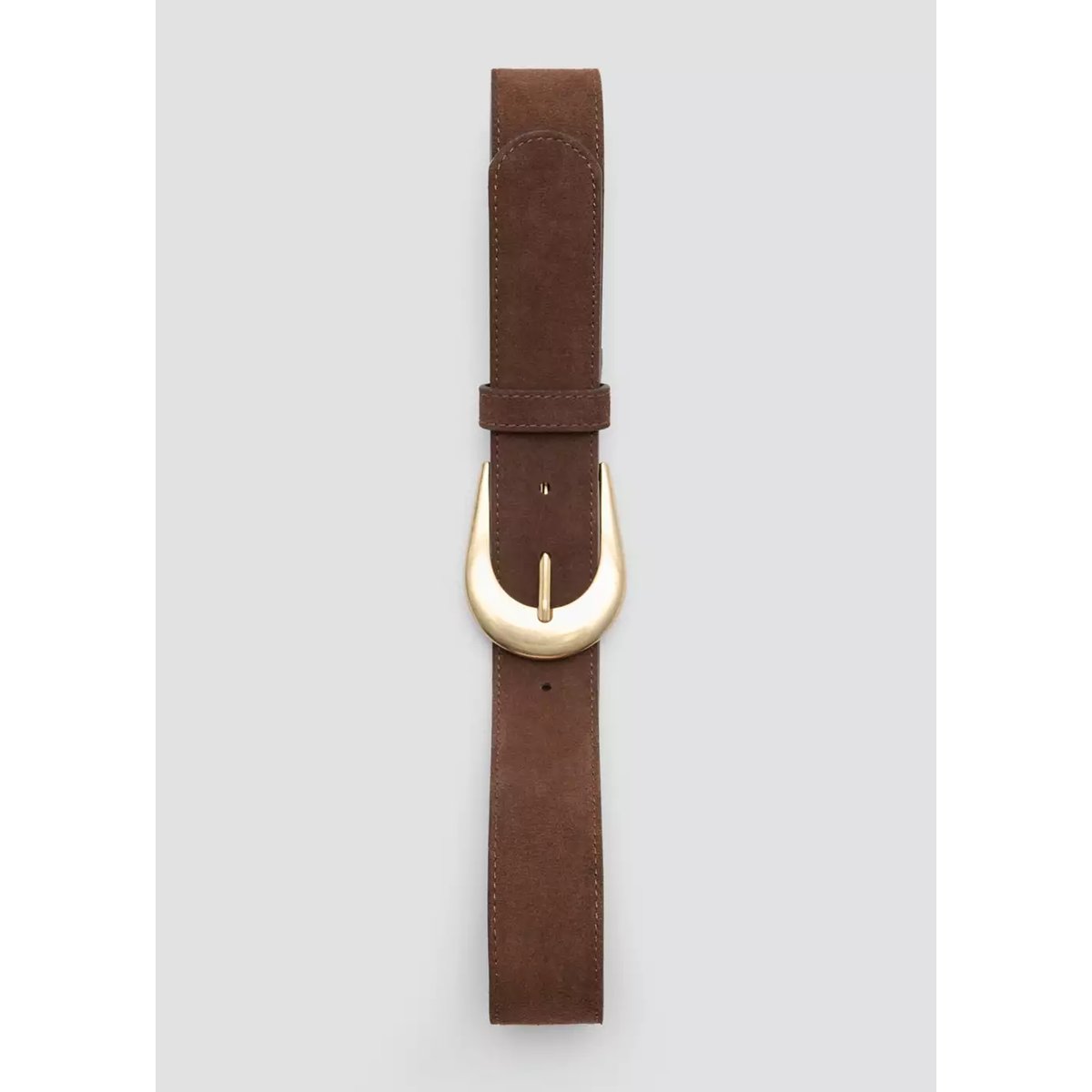 Ceinture cuir boucle chocolat, MANGO
