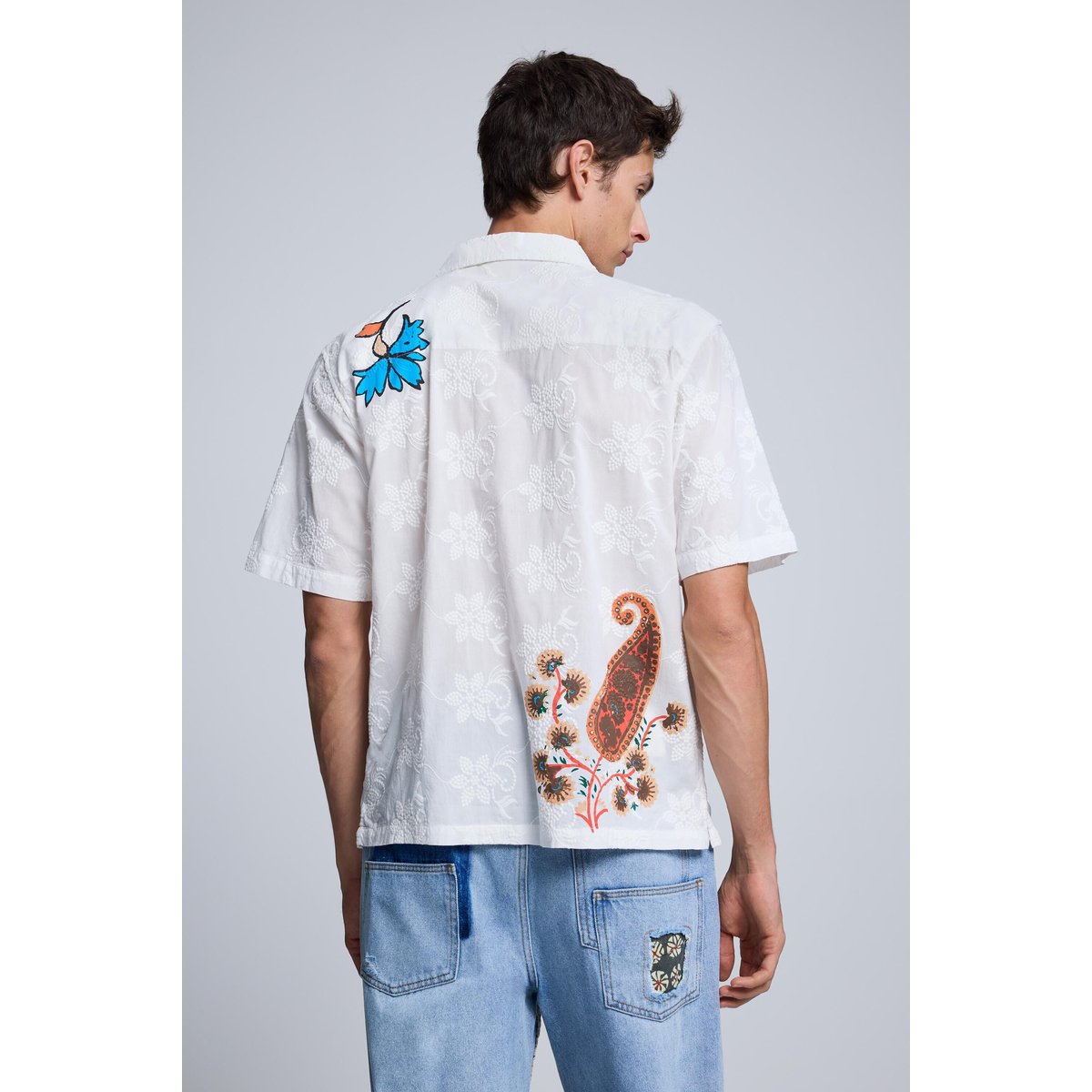 Chemise à manches courtes imprimée blanc, DESIGUAL