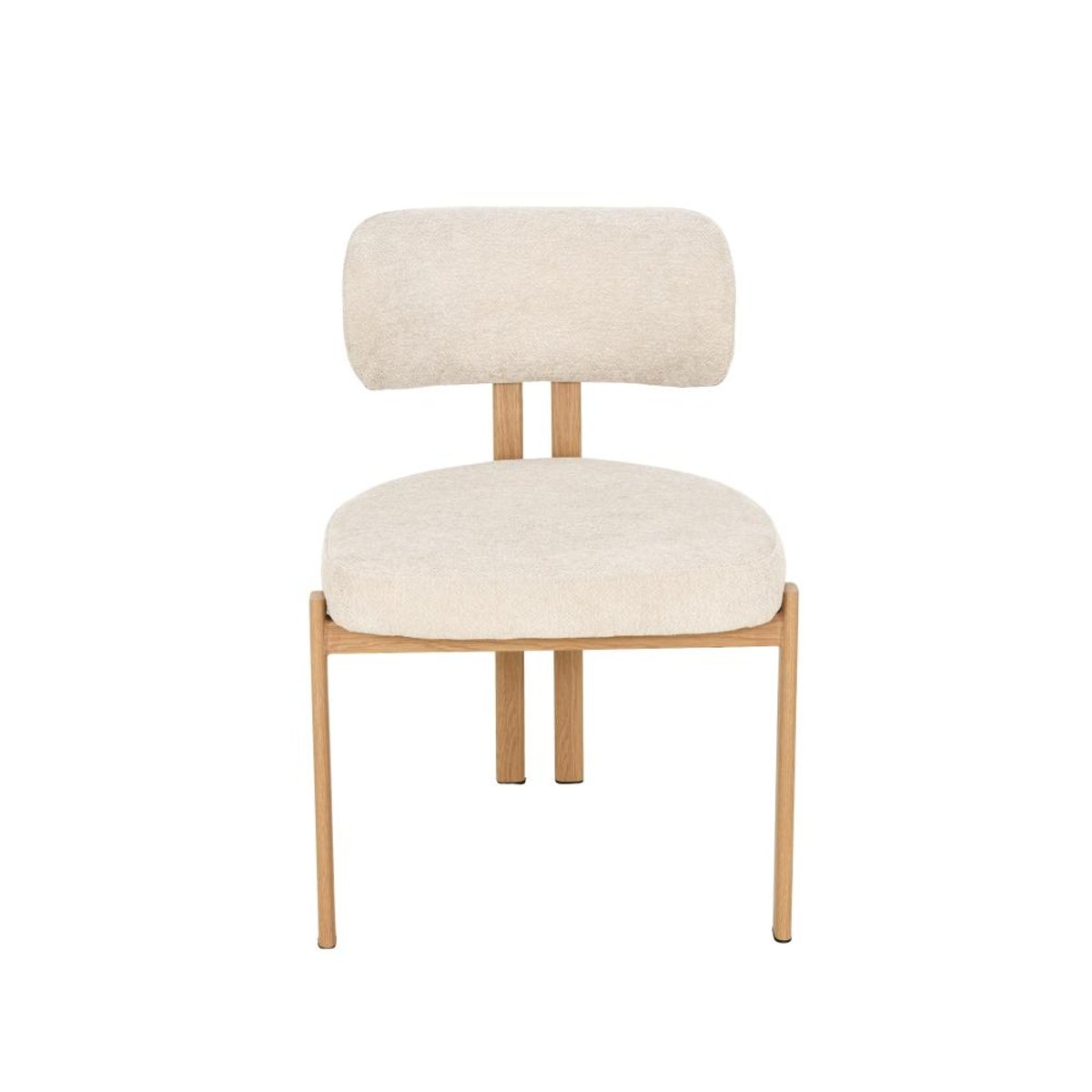 Chaise de salle à manger en tissu avec piètement finition chêne Gleen (lot de 2) crème / ivoire, AMADEUS
