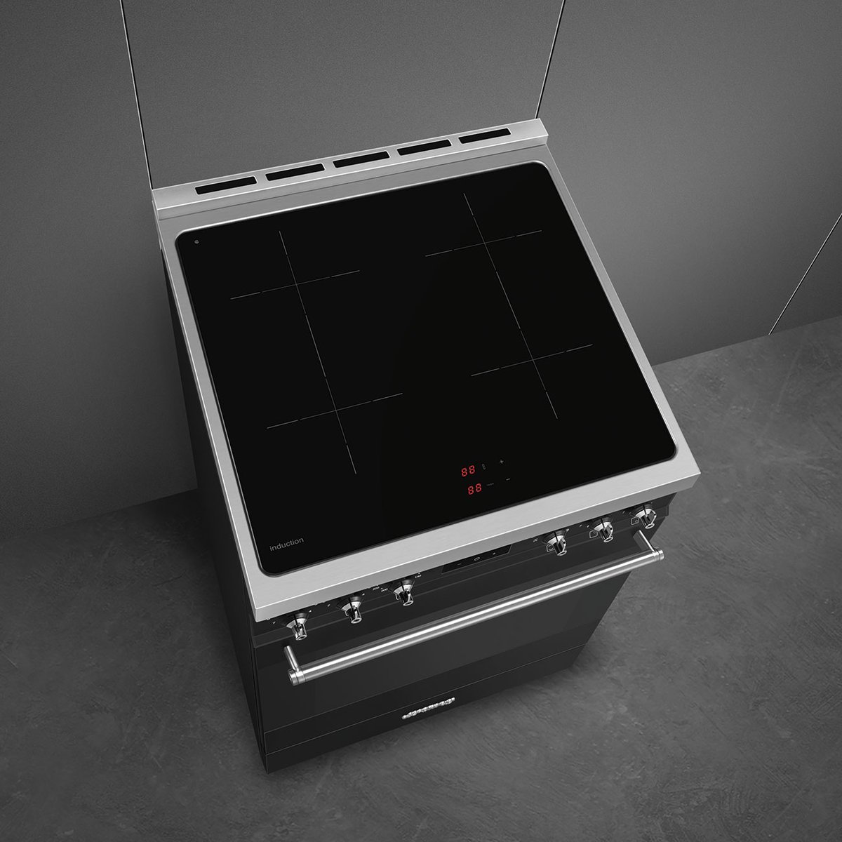 Piano de cuisson induction 4 feux 60 cm C6IP noir mat noir mat, SMEG