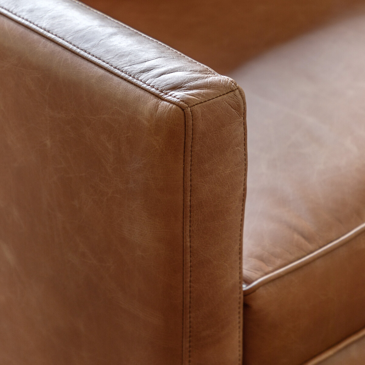 Groton Mid-Century 2 Seater Vintage Leather Sofa with Solid Wood Legs brown , ÉDITÉ