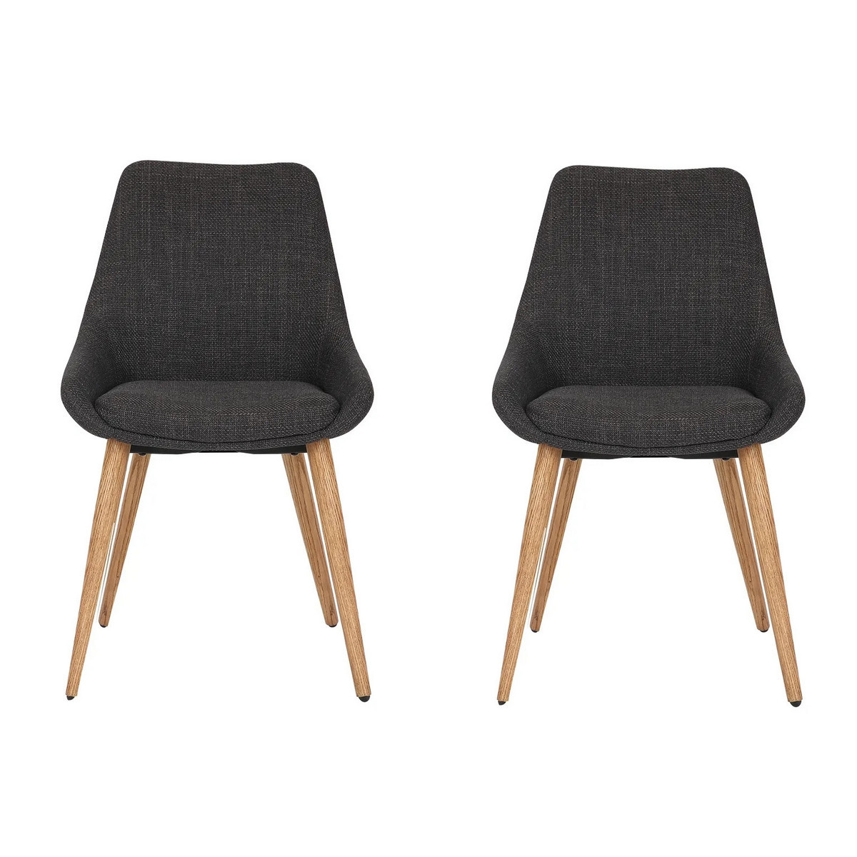 Lot de 2 chaises en tissu et bois - NAPOLI anthracite, MATHI DESIGN