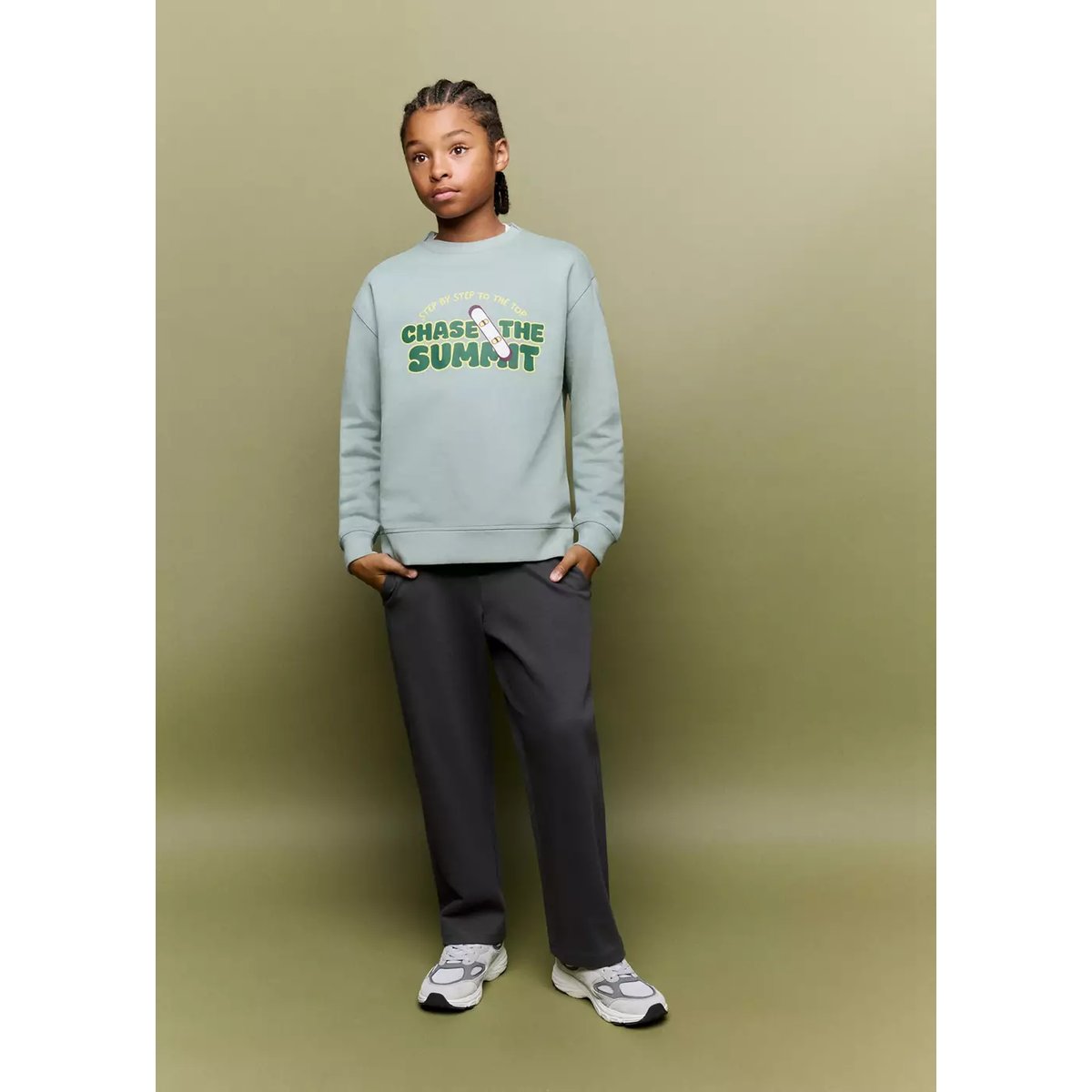 Sweat imprimé coupe balloon vert d´eau, MANGO KIDS