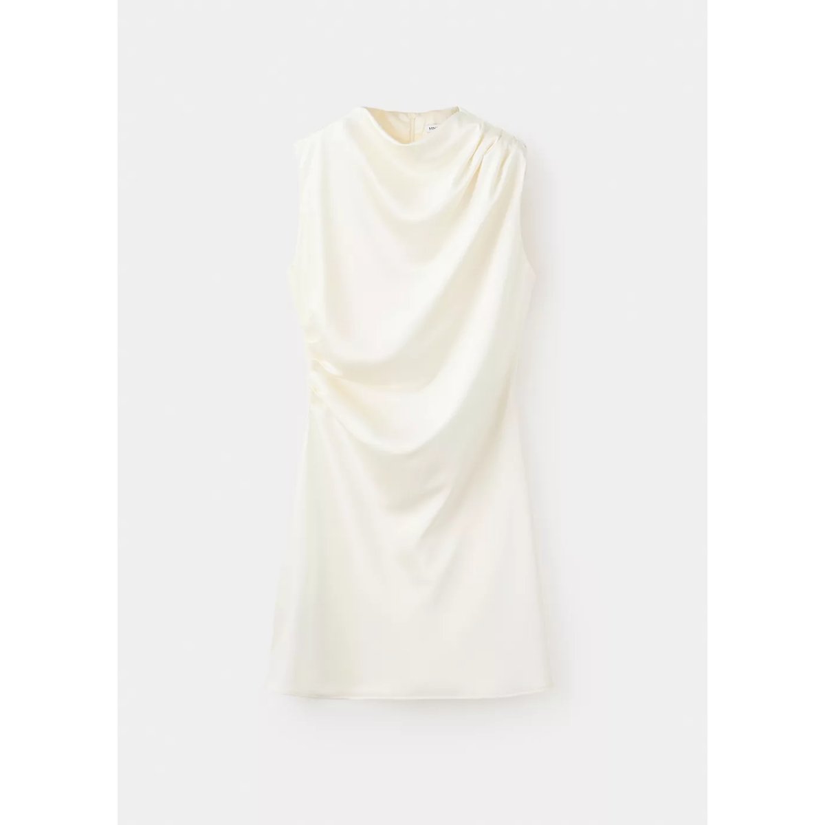 Robe froncée avec col drapé écru, MANGO