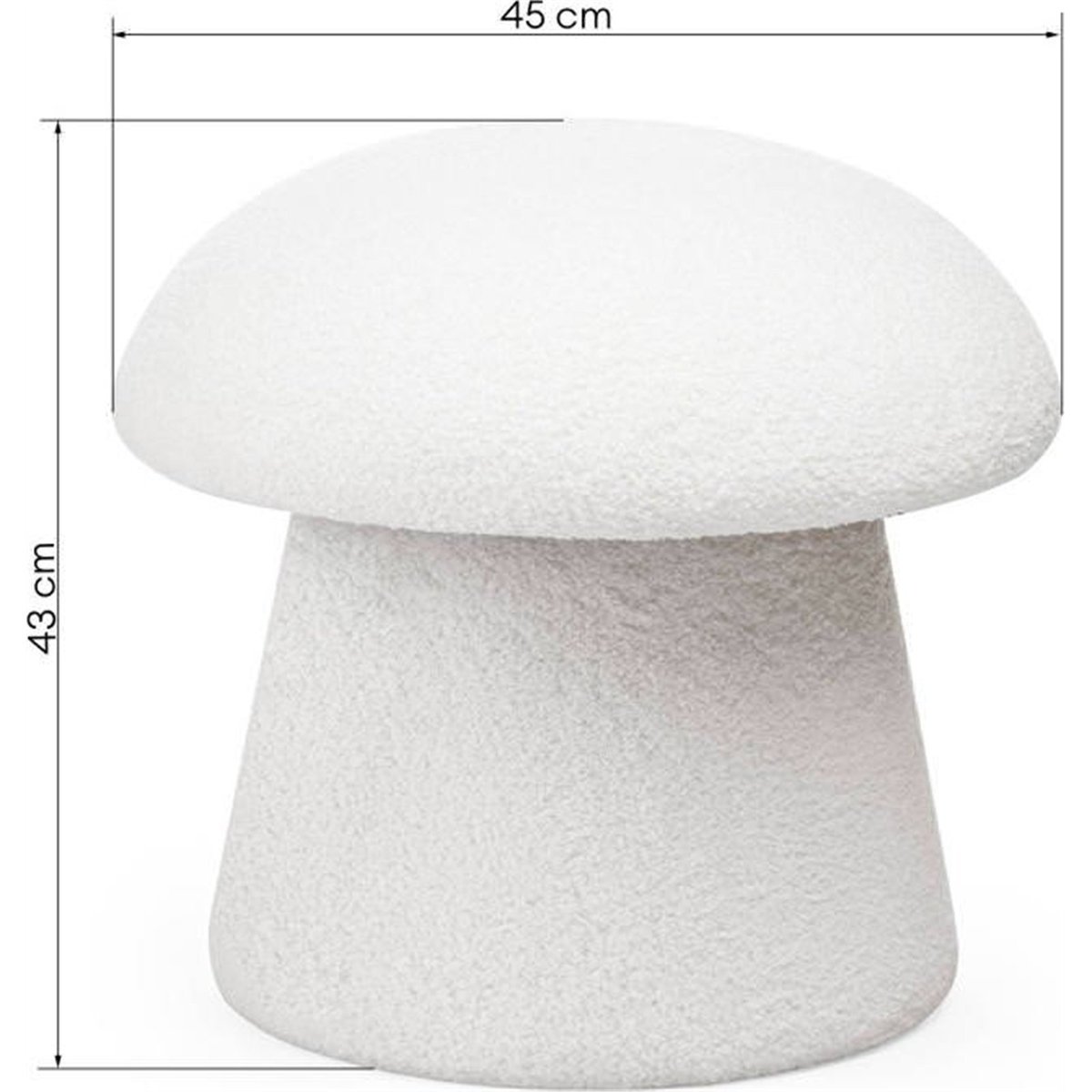 Pouf en tissu bouclé aux formes arrondies blanc, RECOLLECTION