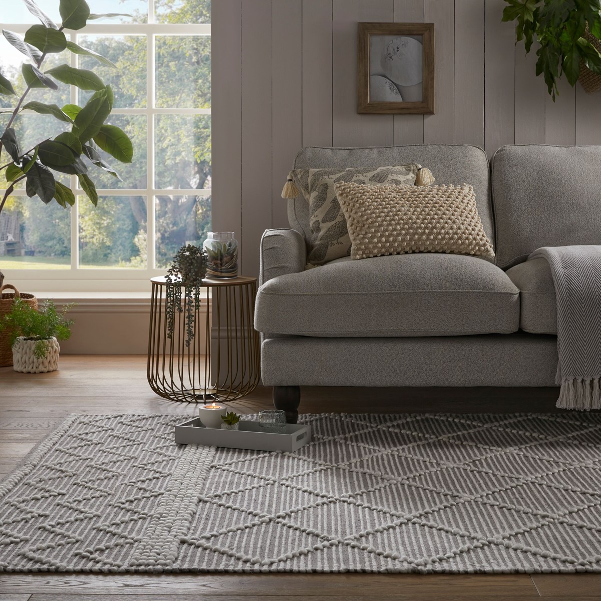 Tapis intérieur extérieur style berbère CLARA gris, NOVATREND