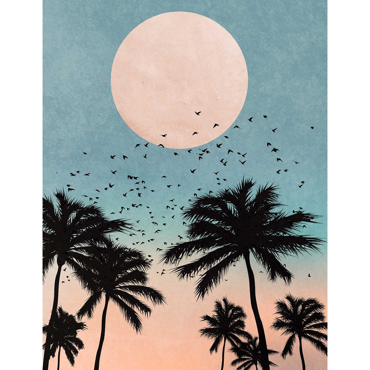 Papier peint graphique soleil rose intissé, HEXOA