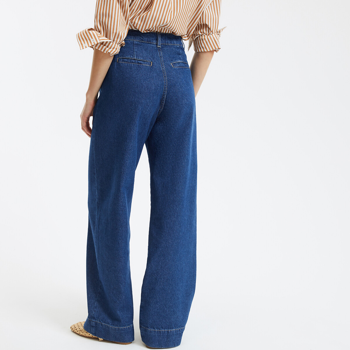 Jean large, détails coutures, taille haute bleu brut, LA REDOUTE COLLECTIONS