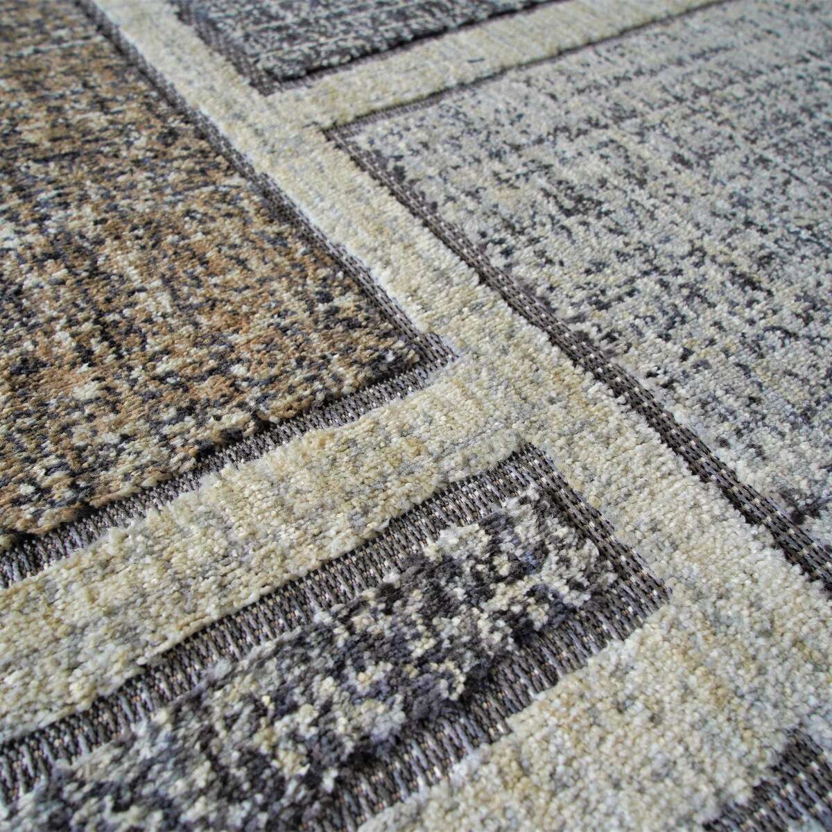 Tapis extra-doux motif quadri   RECYCLE QUADRI gris, THE DECO FACTORY