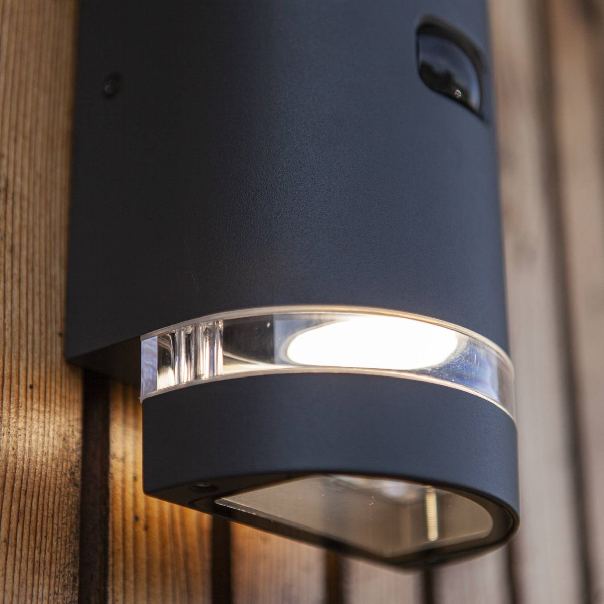 Applique murale d'extérieur sur secteur FOCUS SENSOR avec détecteur de mouvement aluminium gris éclairage culot GU10 bidirectionnelle H23,9cm dark grey, LUMISKY