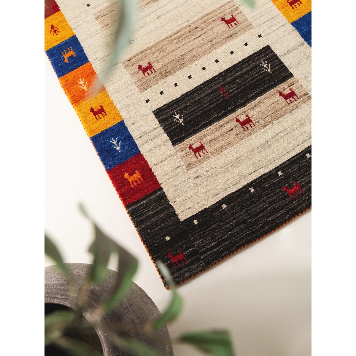 Tapis de couloir en laine tissé main JAMAL multicouleur, BENUTA