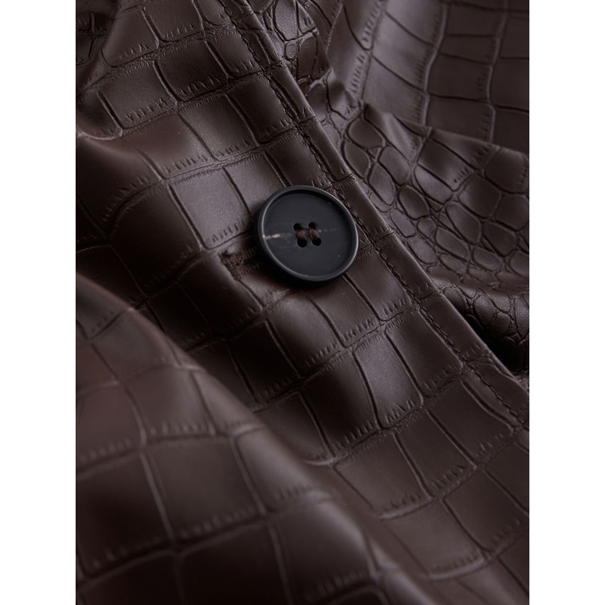 Trench en similicuir effet croco à ceinture marron chocolat, NEXT