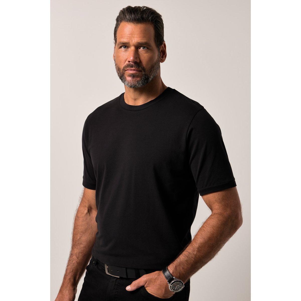 T-shirt finition FLEXNAMIC®. Manches courtes noir, JP1880