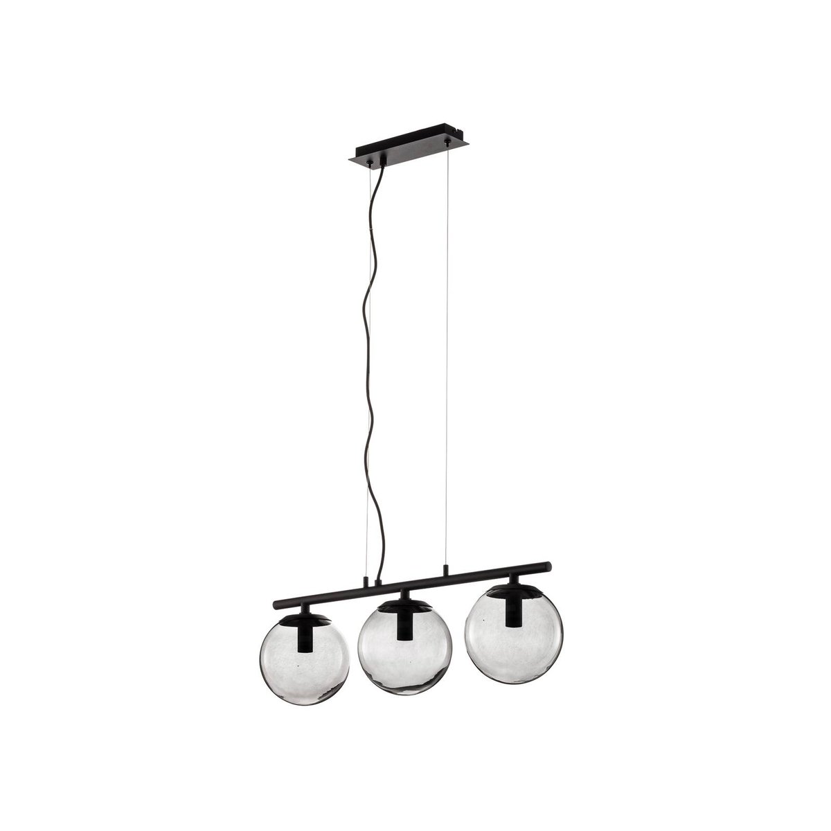Suspension en verre vintage, Sotiana gris fumé, noir, LUCANDE