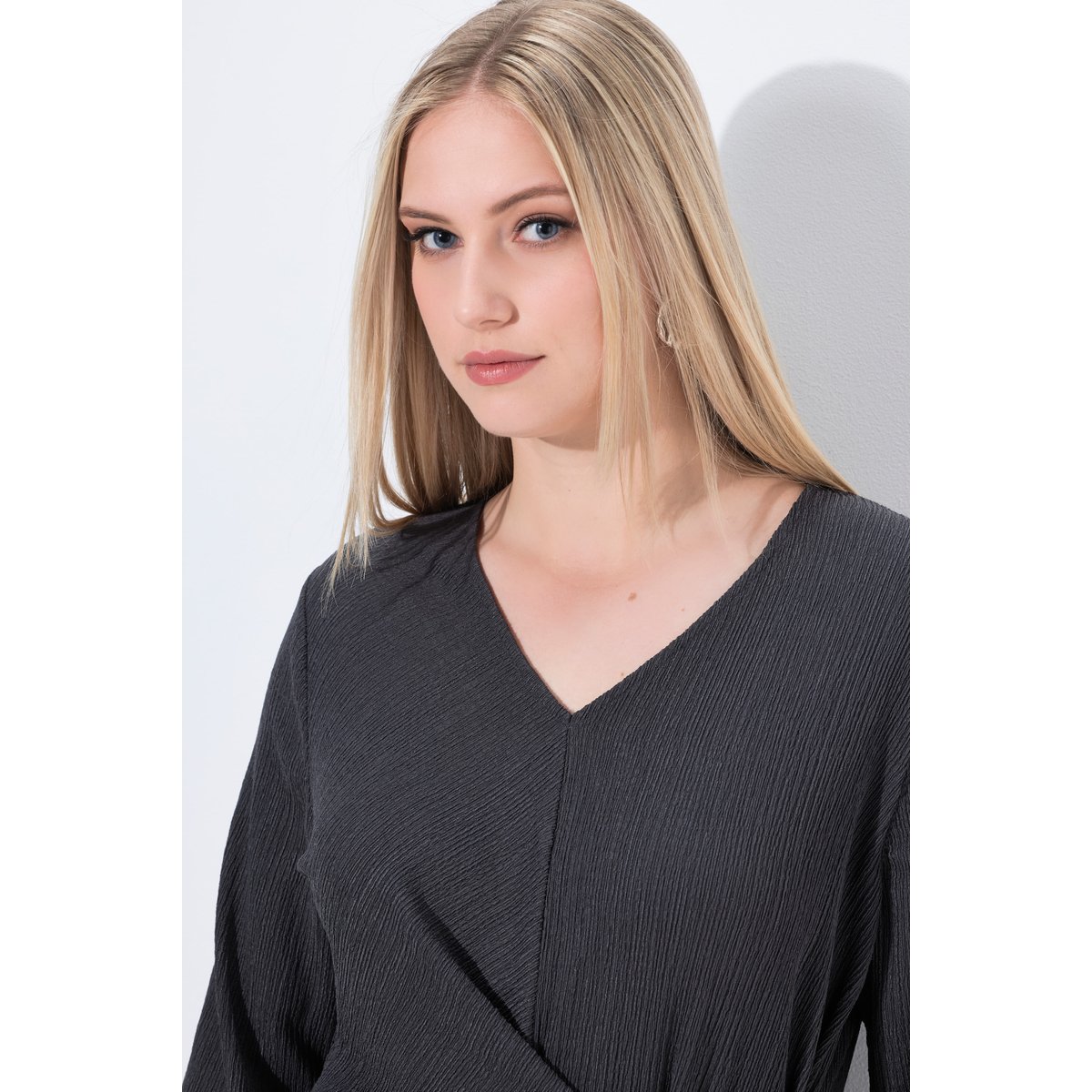Robe portefeuille, longueur midi chiné gris moyen, ULLA POPKEN