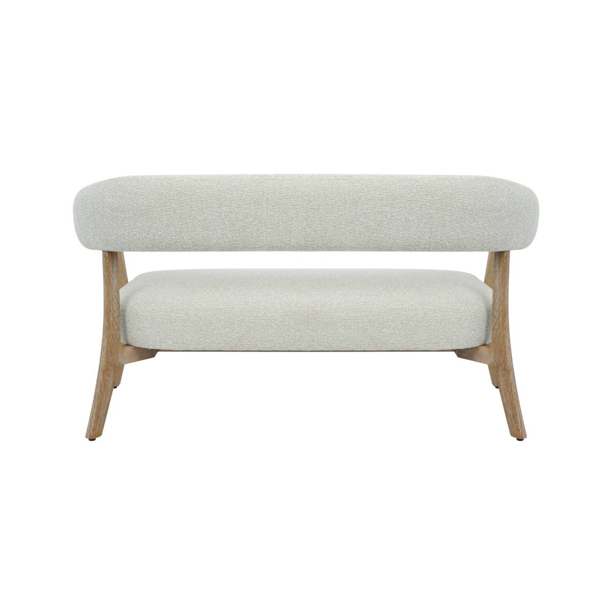 Banc en tissu et bois massif FREYA blanc, MADE IN MEUBLES 