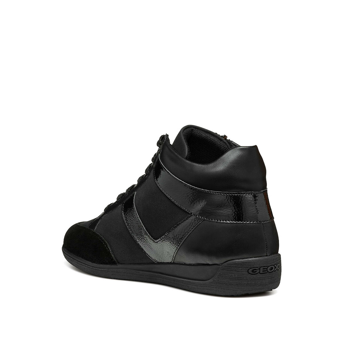 Myria Breathable High Top Trainers in Leather black, GEOX