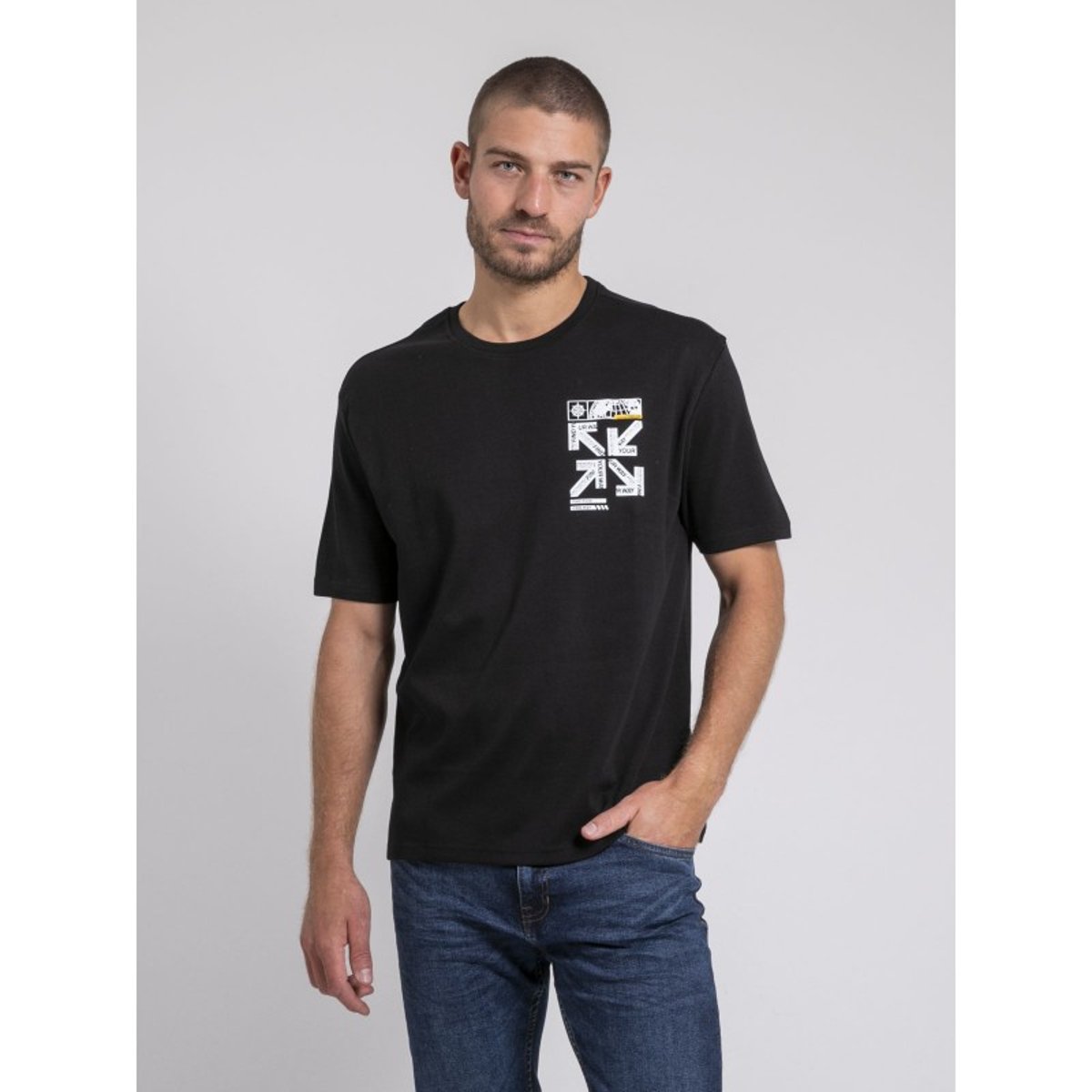 T-shirt Col Rond Oversize Pur Coton Joeden noir, RITCHIE