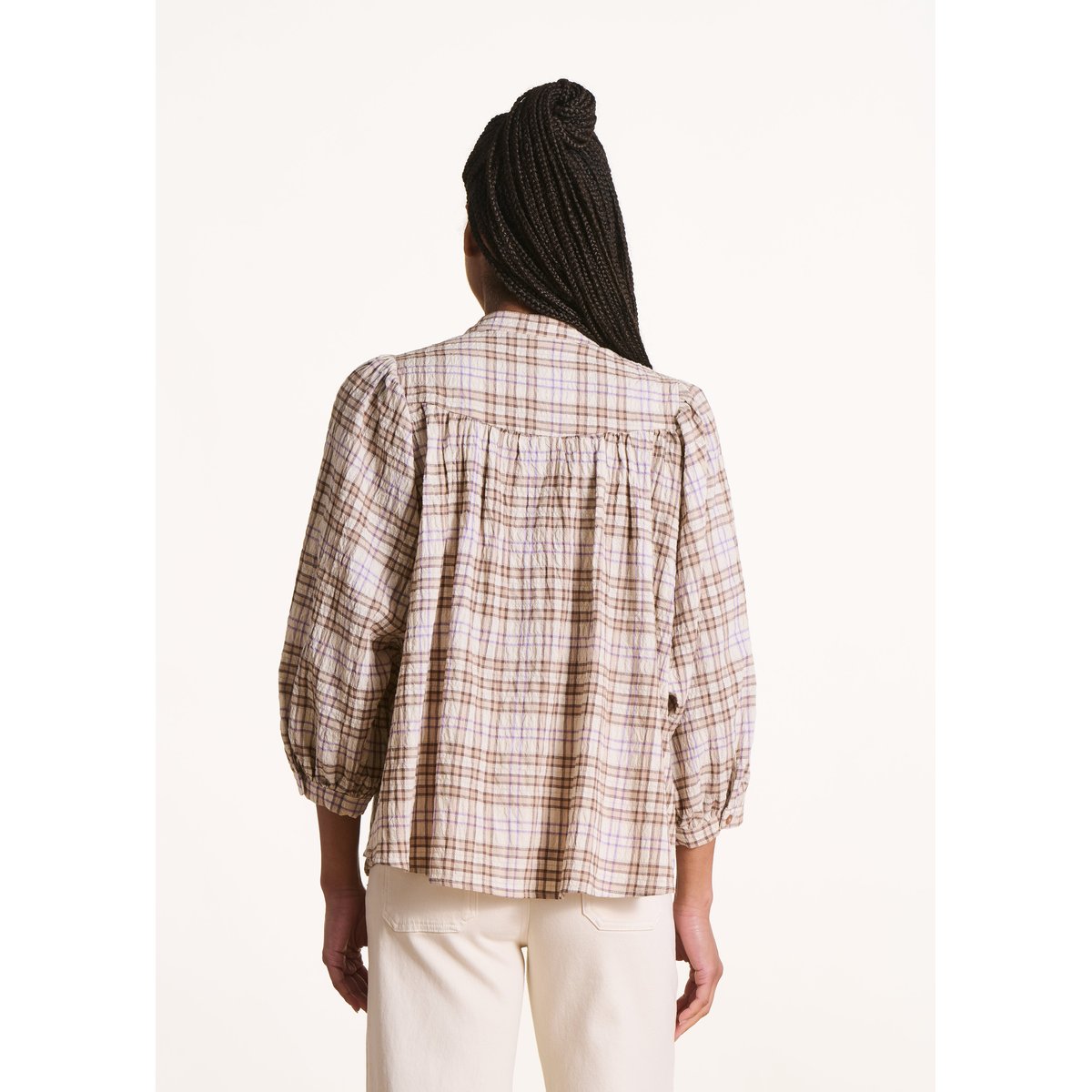 Chemise ample à carreaux ecru, LA FEE MARABOUTEE