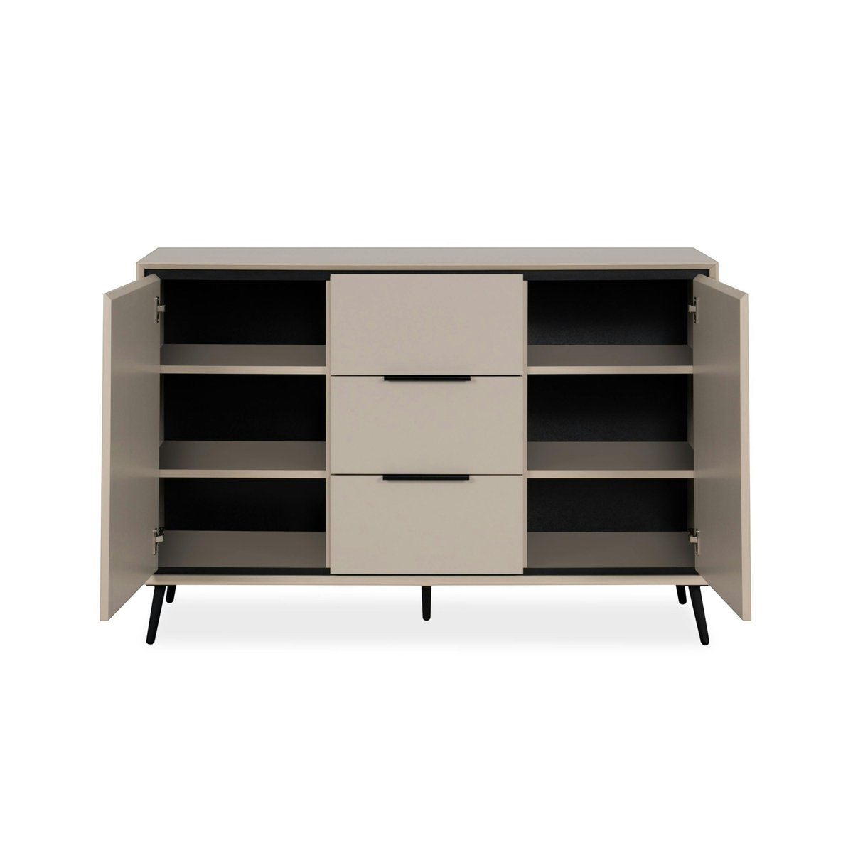 Buffet moderne taupe 2 portes 3 tiroirs AVIO beige, PIER IMPORT