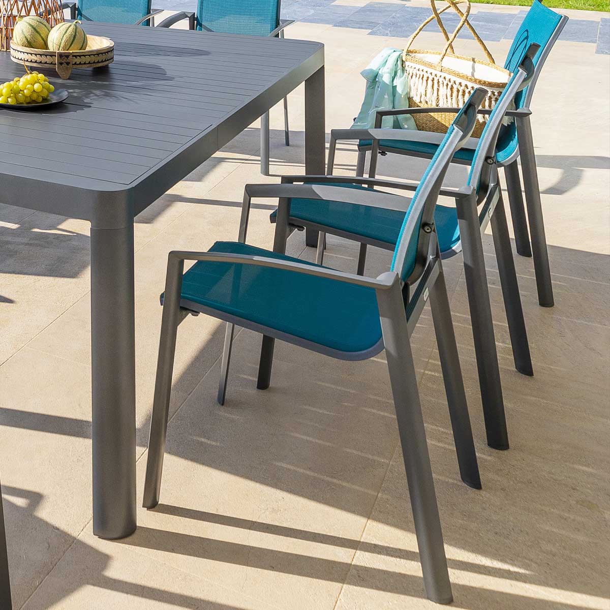 Fauteuil de jardin empilable AXANT bleu canard, HESPERIDE