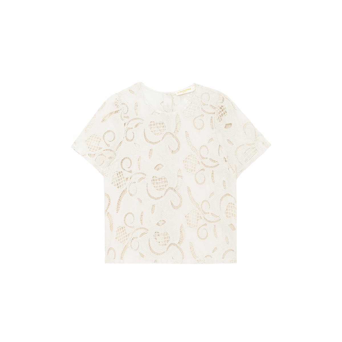 Top manches courtes col rond imprimé broderie TIVA 11-ecru, LA PETITE ETOILE