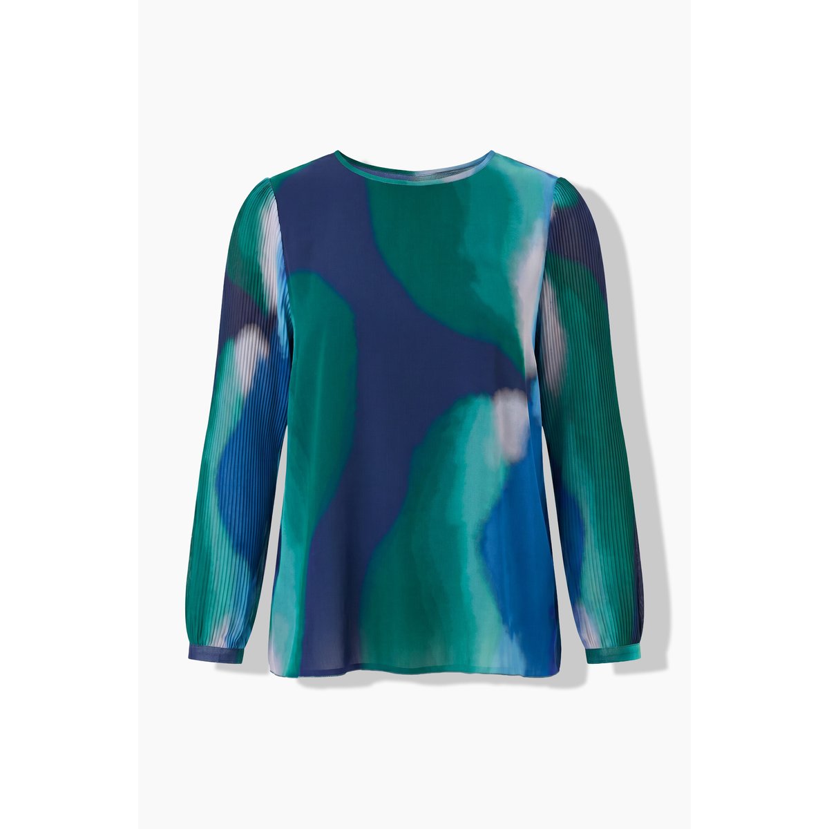 Blouse en mousseline doublée marine, ULLA POPKEN
