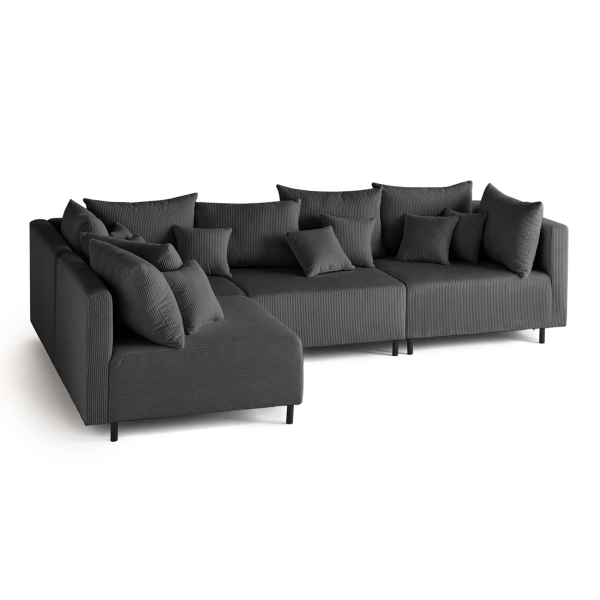Canapé d'Angle réversible 4 places - EDINBURG gris foncé, BEST MOBILIER
