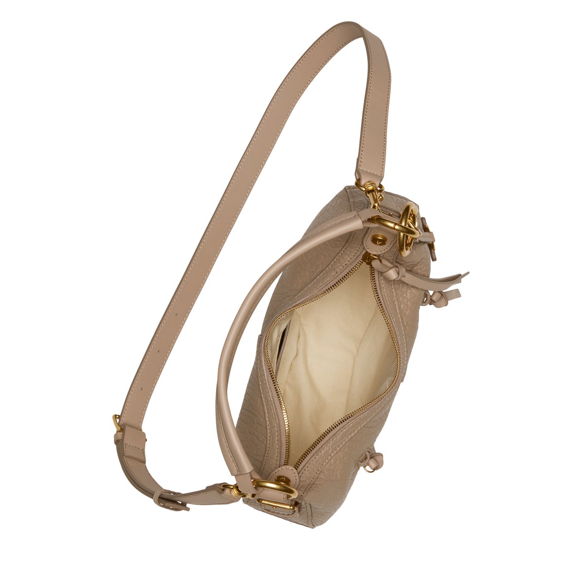 Sac à bandoulière en cuir de vache finement grainé marron clair, MARC O'POLO