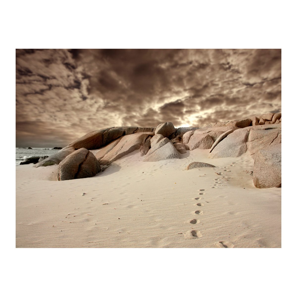 Papier peint intissé panoramique Paysage Plage beige, EDEN