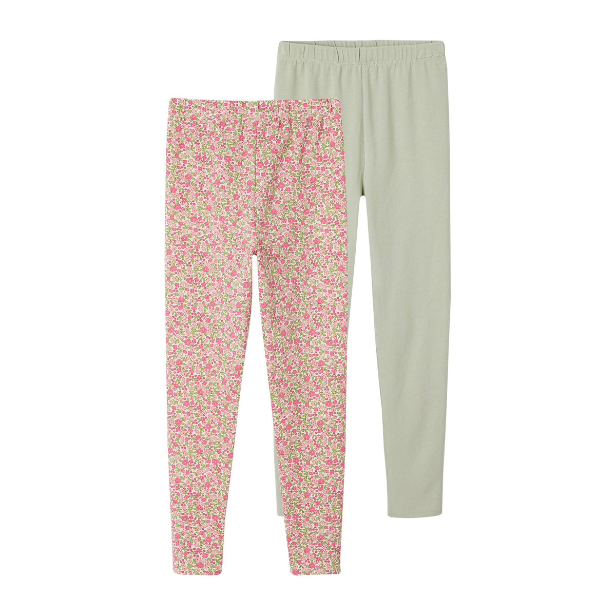 Lot de 2 leggings Basics vert sauge, VERTBAUDET