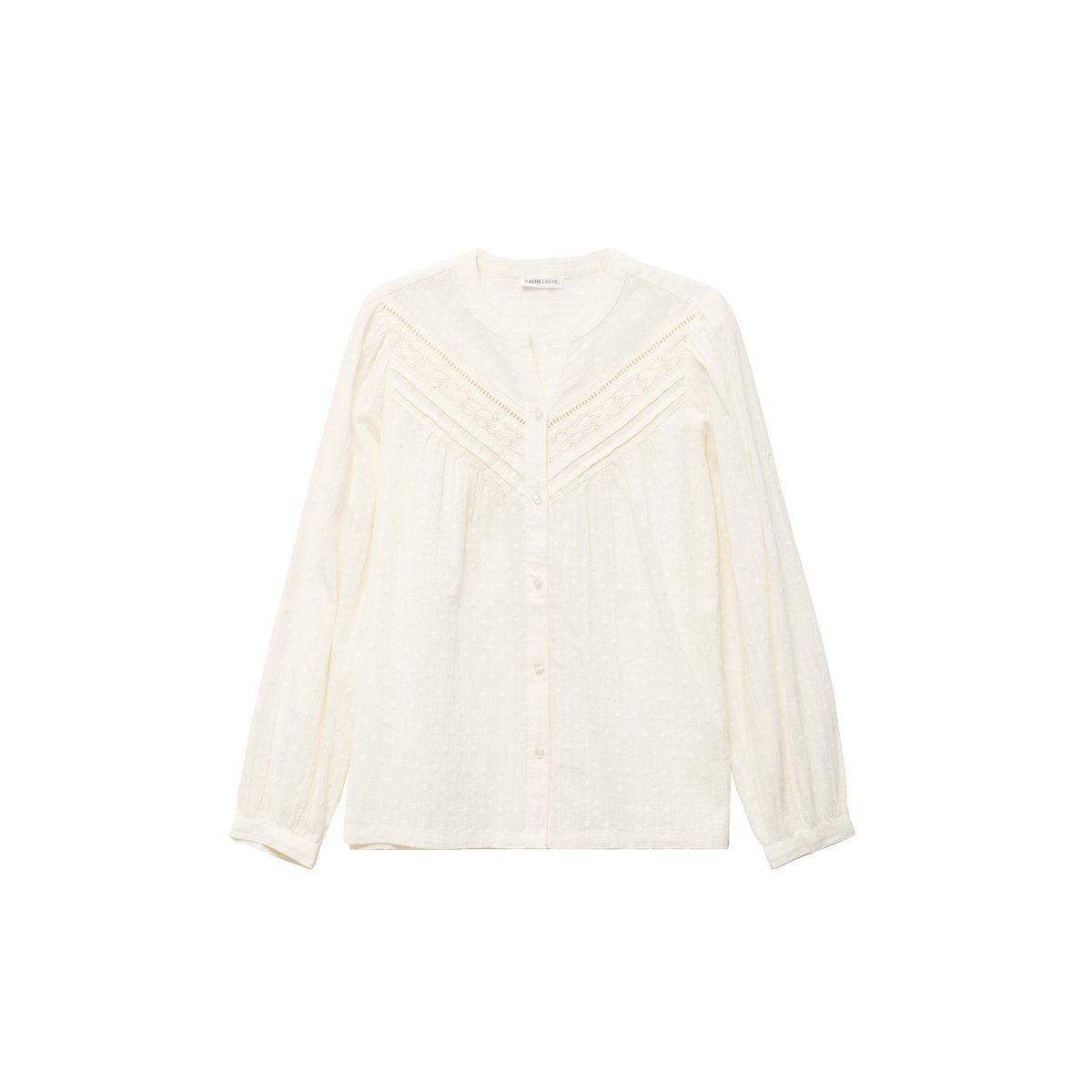 Blouse droite col rond manches longues ecru, CACHE CACHE