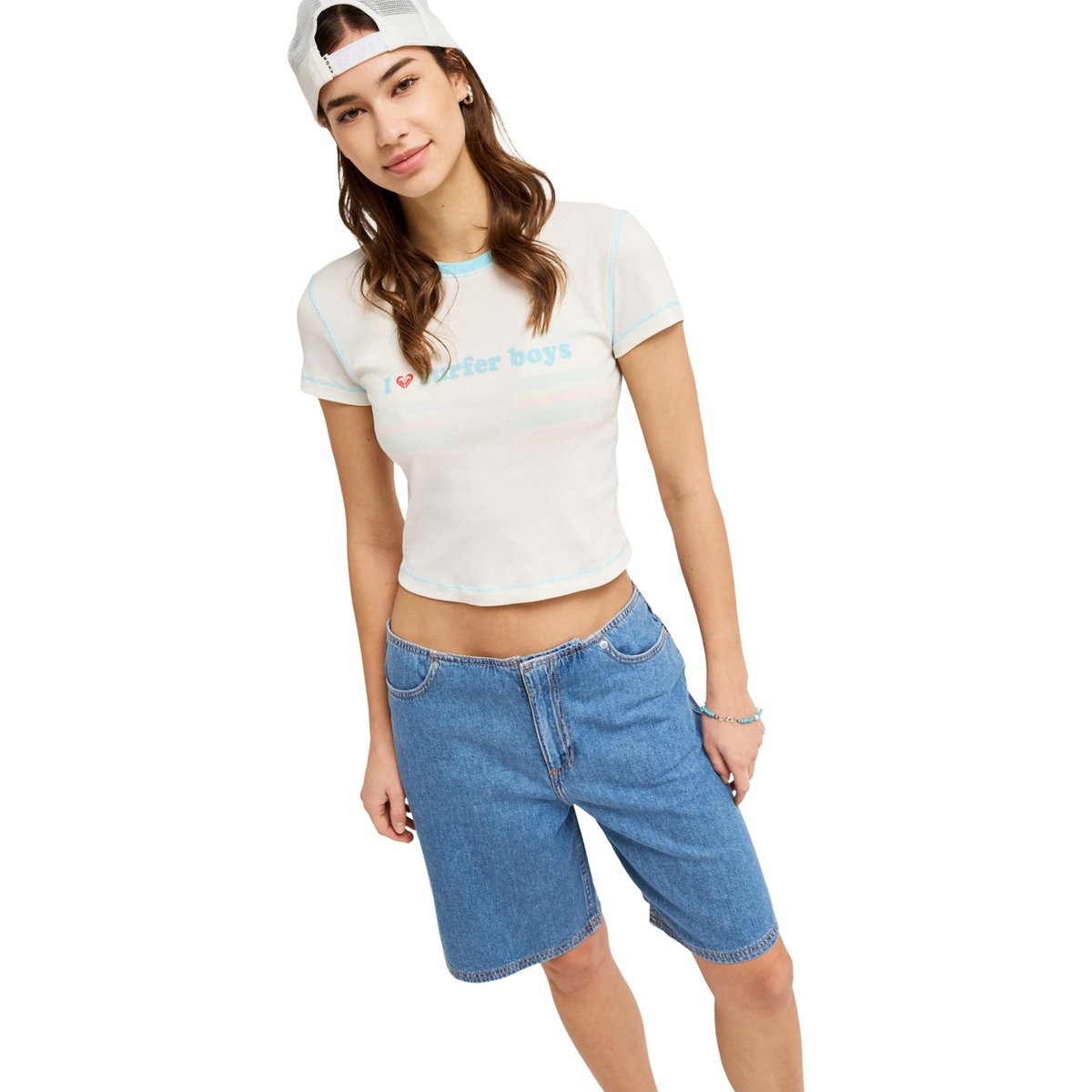 Short en jean COOL GIRL LONGLINE. bleu surf wash, ROXY
