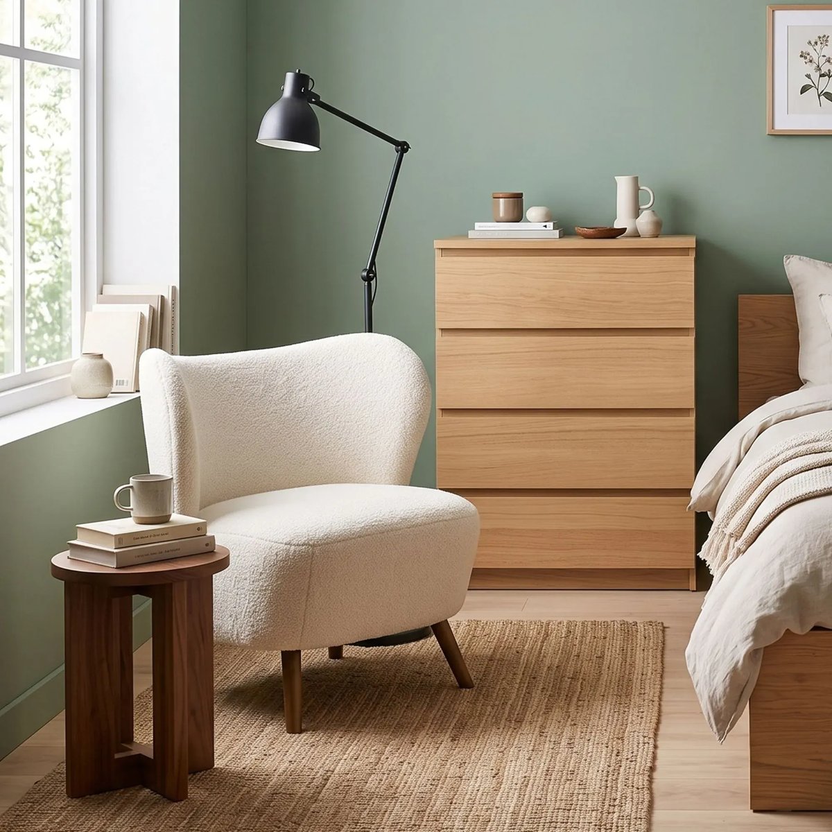 Fauteuil en tissu écru et piétement bois peint en noir - WINNY beige, HELLIN, DEPUIS 1862