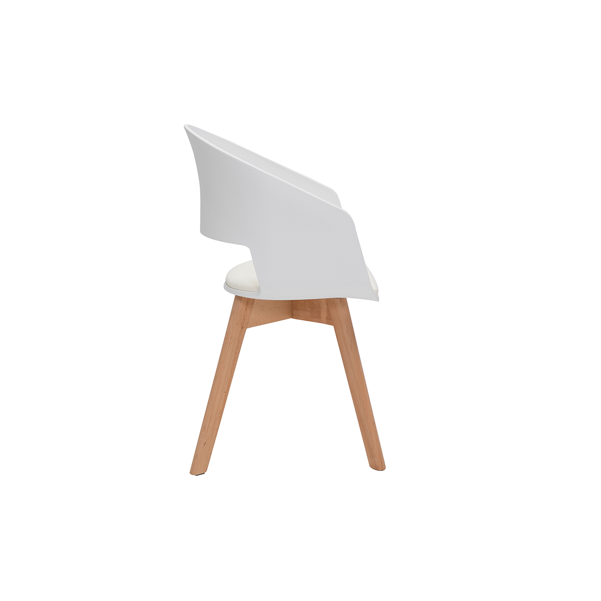 Chaise scandinave pieds bois clair PRISMA blanc, MILIBOO