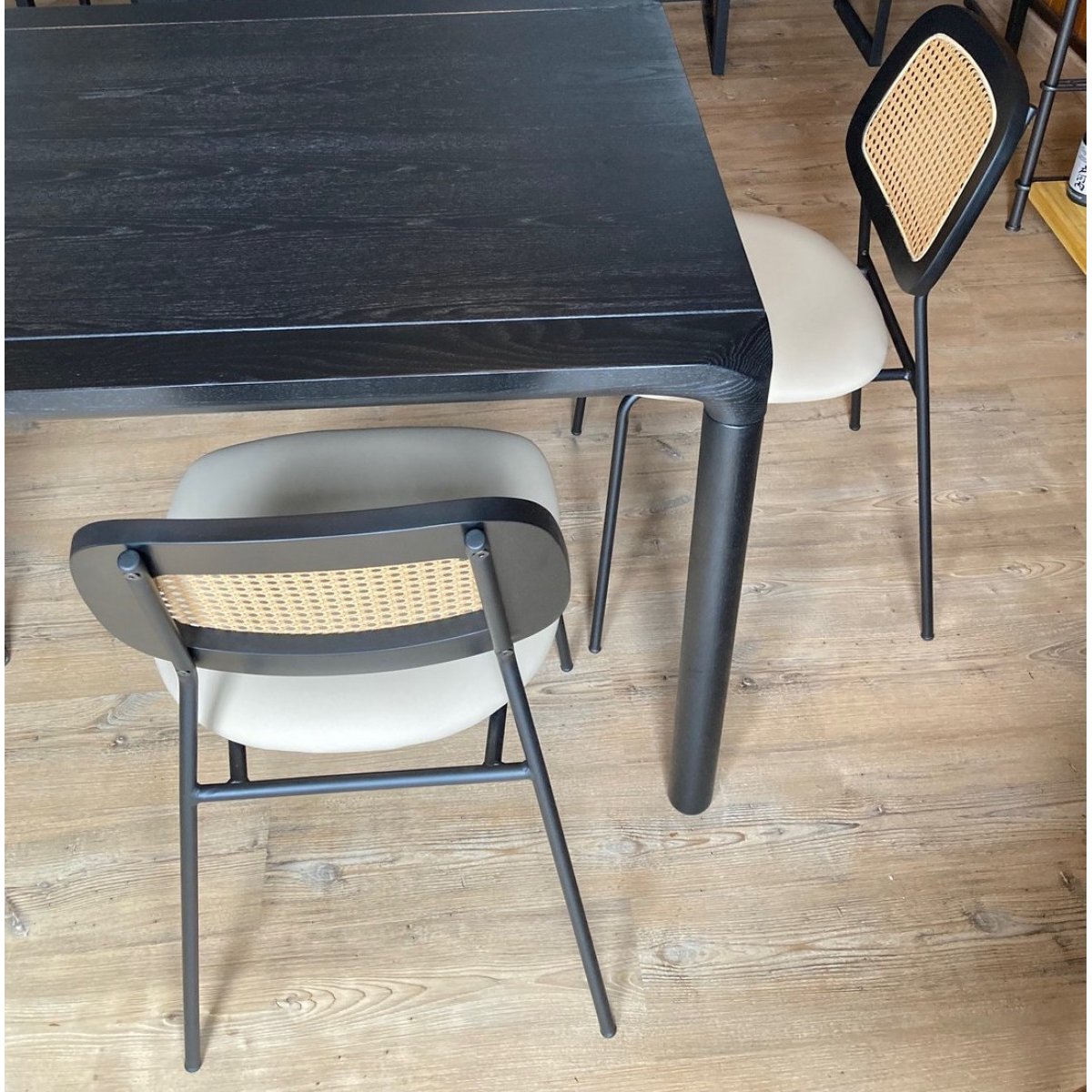Lot de 2 Chaises en simili cuir et cannage - MEMPHIS beige, MATHI DESIGN