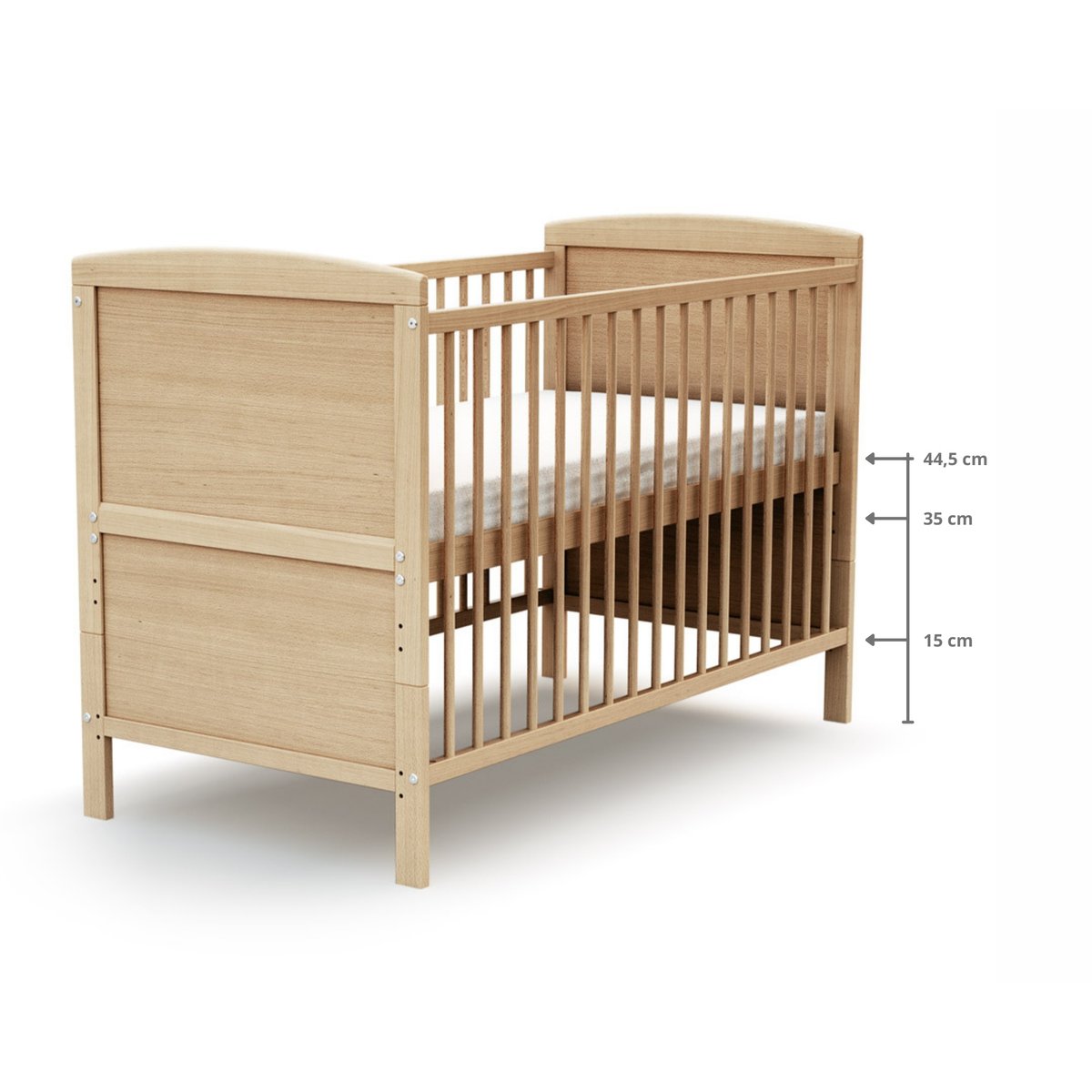Lit bébé évolutif en bois LUNA hêtre verni, AT4