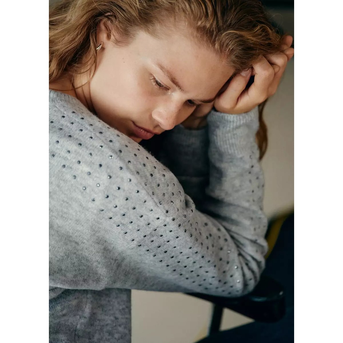 Pull-over détails strass gris chiné clair, MANGO TEEN