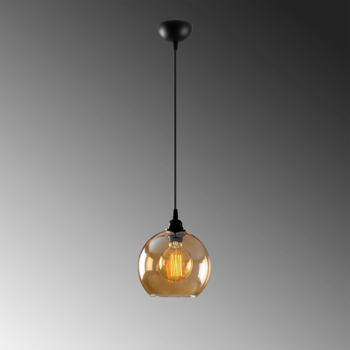 Suspension en verre doré forme globe Ø20 cm SIVAS ambre, PIER IMPORT