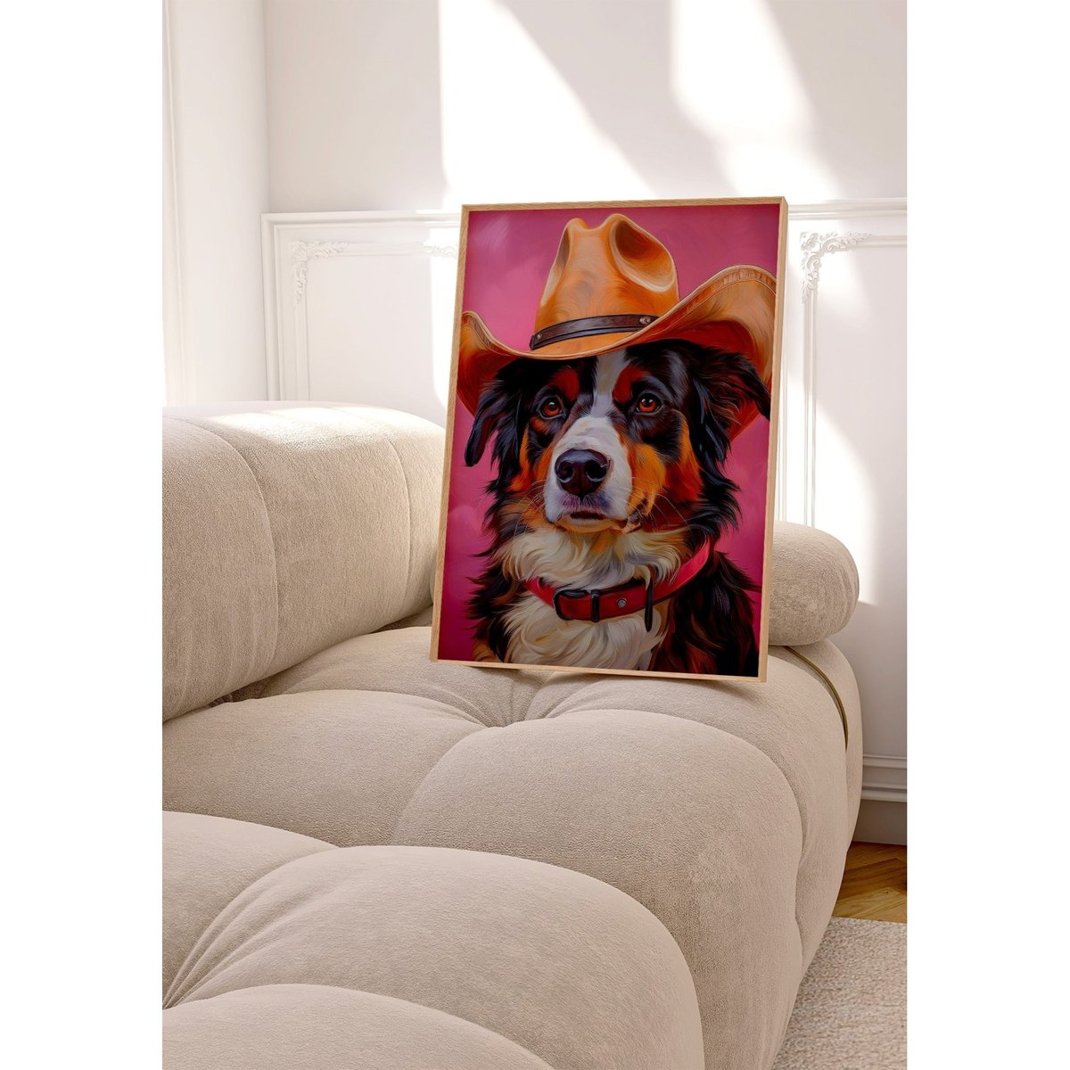 Affiche Chien cowboy pop art blanc, L'AFFICHERIE