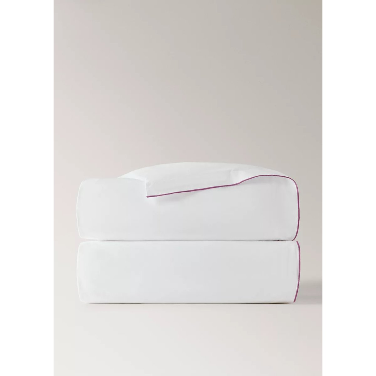 Housse de couette percale de coton 200 fils overlock contraste lit 90 cm rose géranium, MANGO HOME