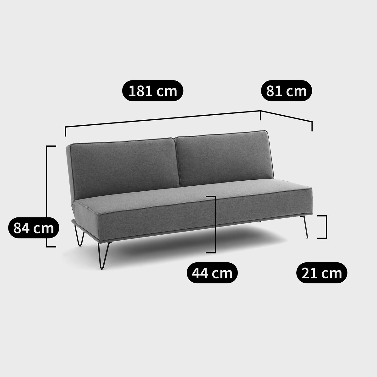 Banquette convertible, polyester, Vees vert de gris, LA REDOUTE INTERIEURS