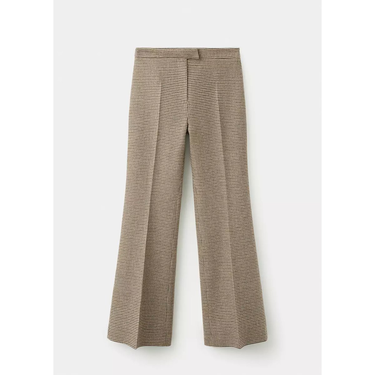 Pantalon en laine mélangée pied-de-poule marron moyen, MANGO