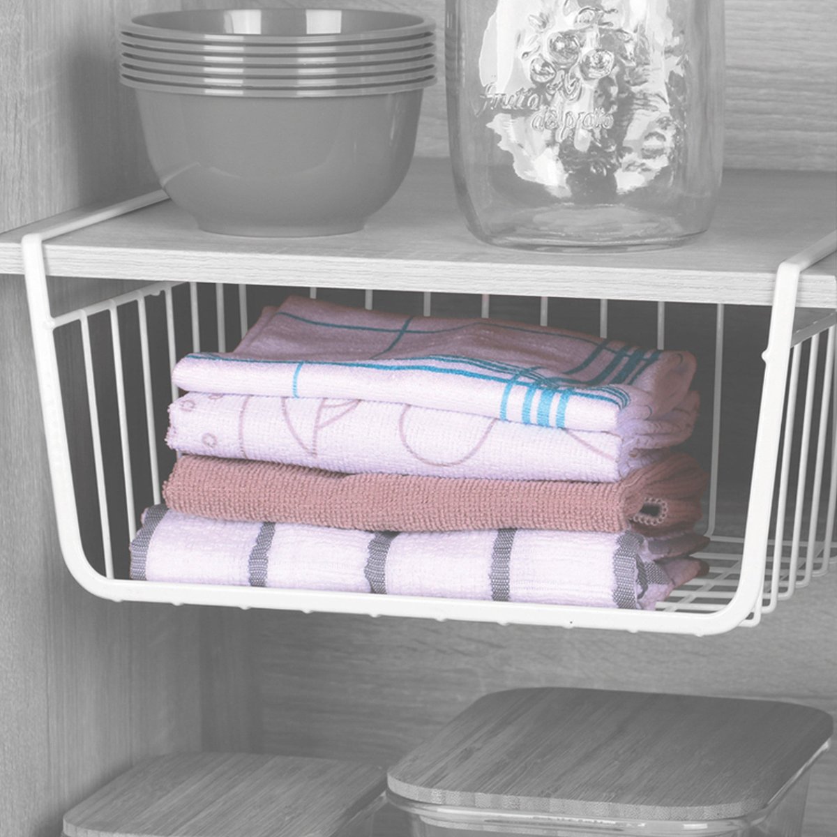 Panier de rangement à suspendre en métal blanc blanc, WADIGA
