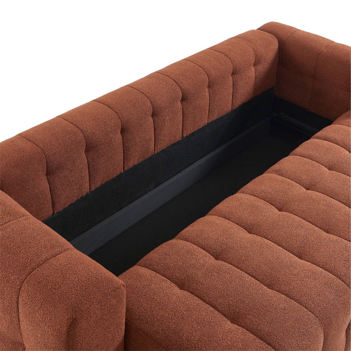 Canapé convertible 3 places bouclette texturée avec coffre LEON blanc, SWEEEK