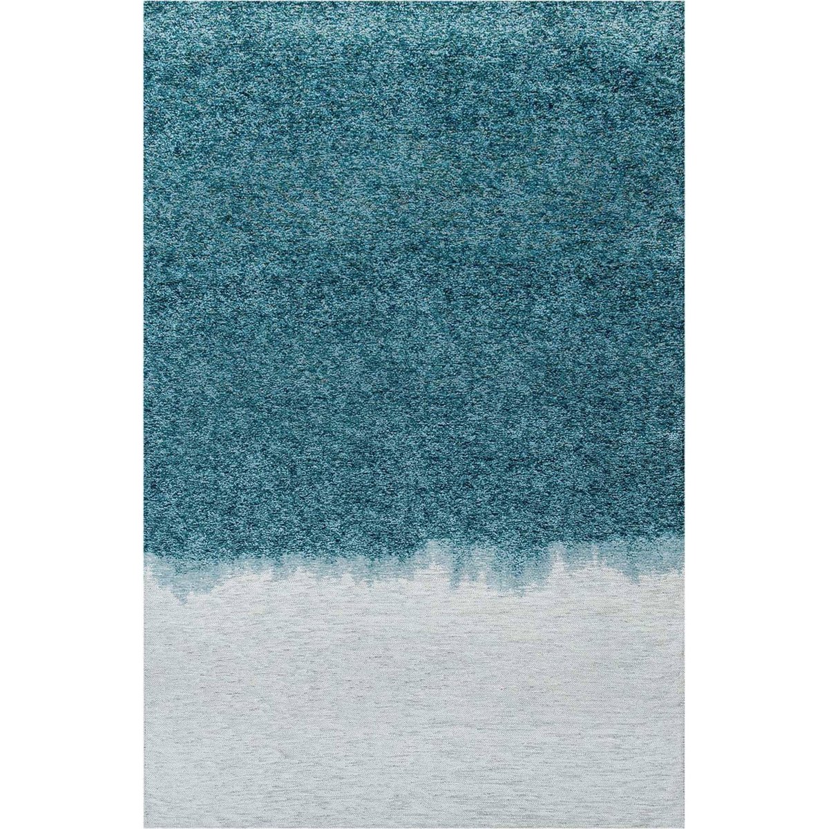 Tapis intérieur extérieur jacquard STORM bleu pétrole dégradé bleu clair, RECOLLECTION